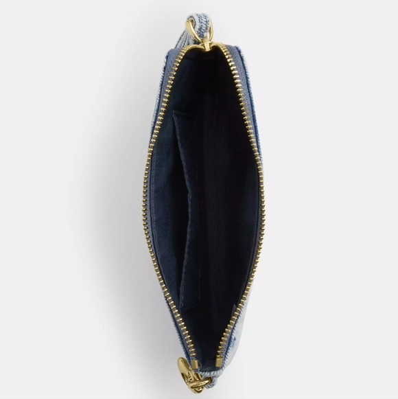 Coach Corner Zip Wristlet In Loved Denim - Picture 2 of 4